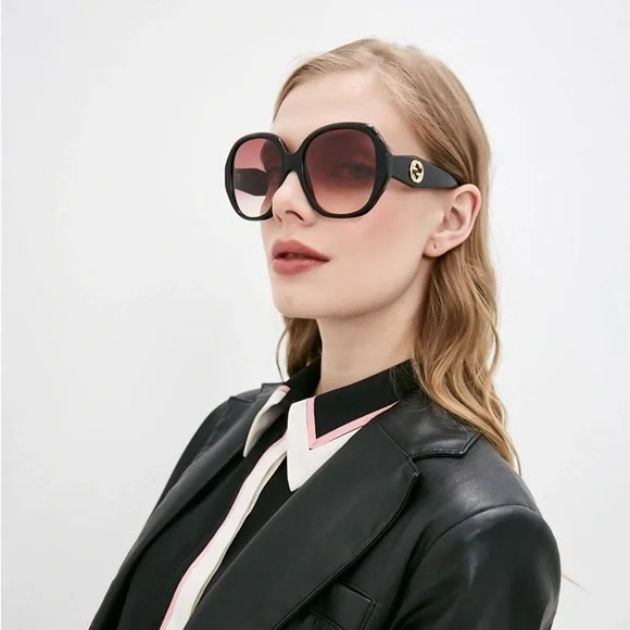 Gucci Sunglasses Women's GG0796S 002 Black/Red Gradient - Picture 16 of 16